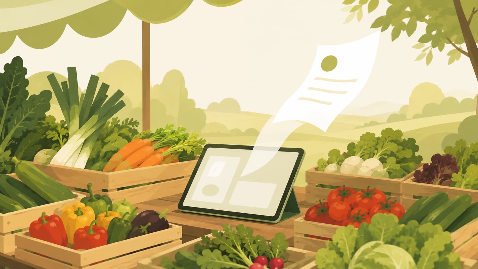 Tablette Agricole entre cagette de légume