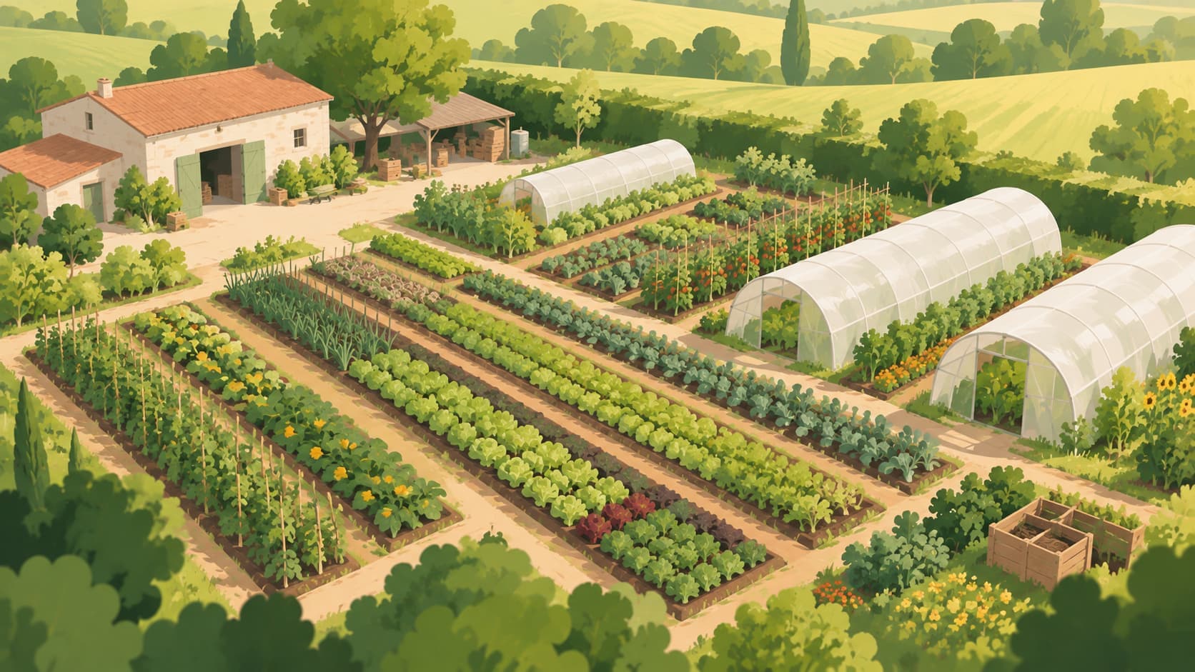 Micro-ferme vue d'en haut